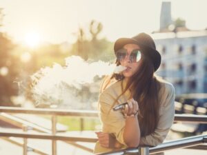 a girl vaping